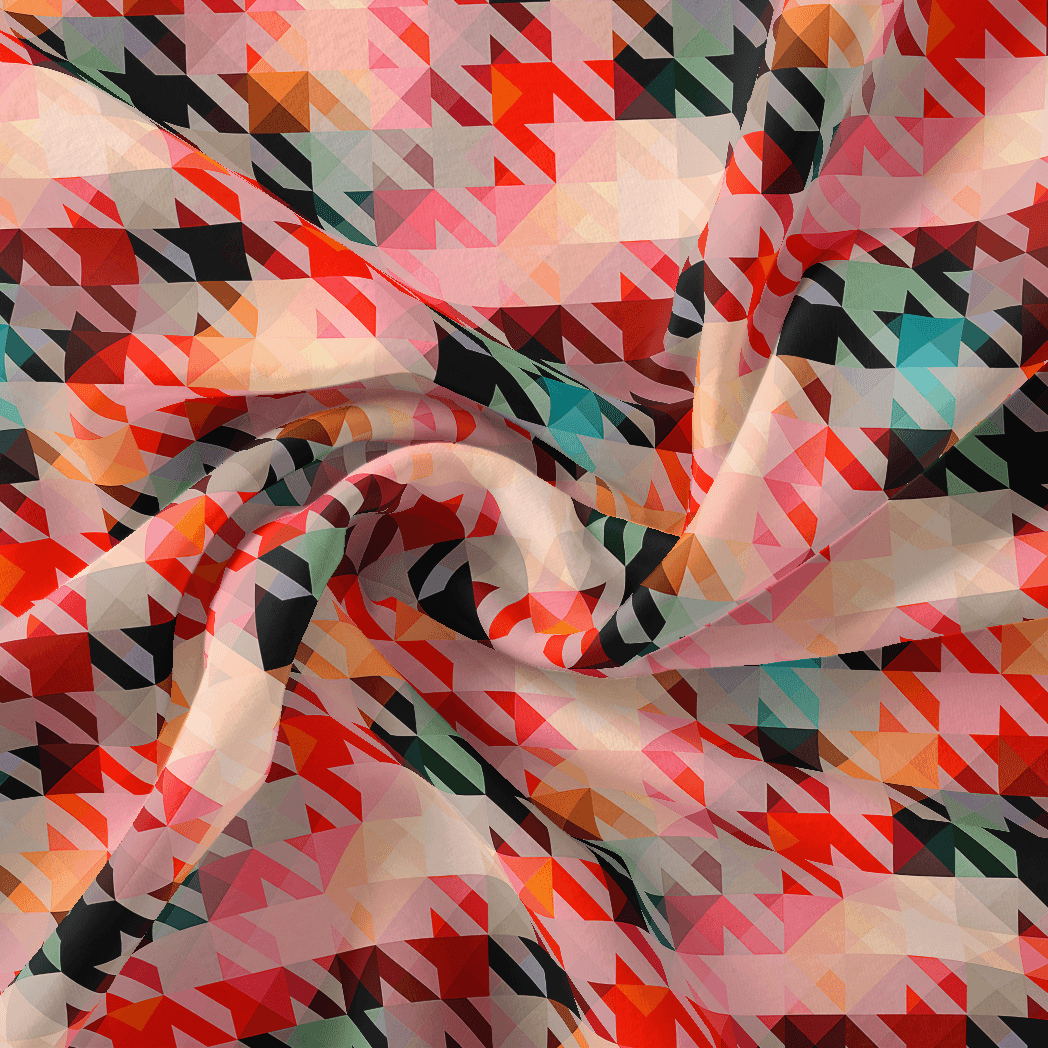 Attractive Multicolor Abstract Pattern Digital Printed Fabric - Silk Crepe - FAB VOGUE Studio®