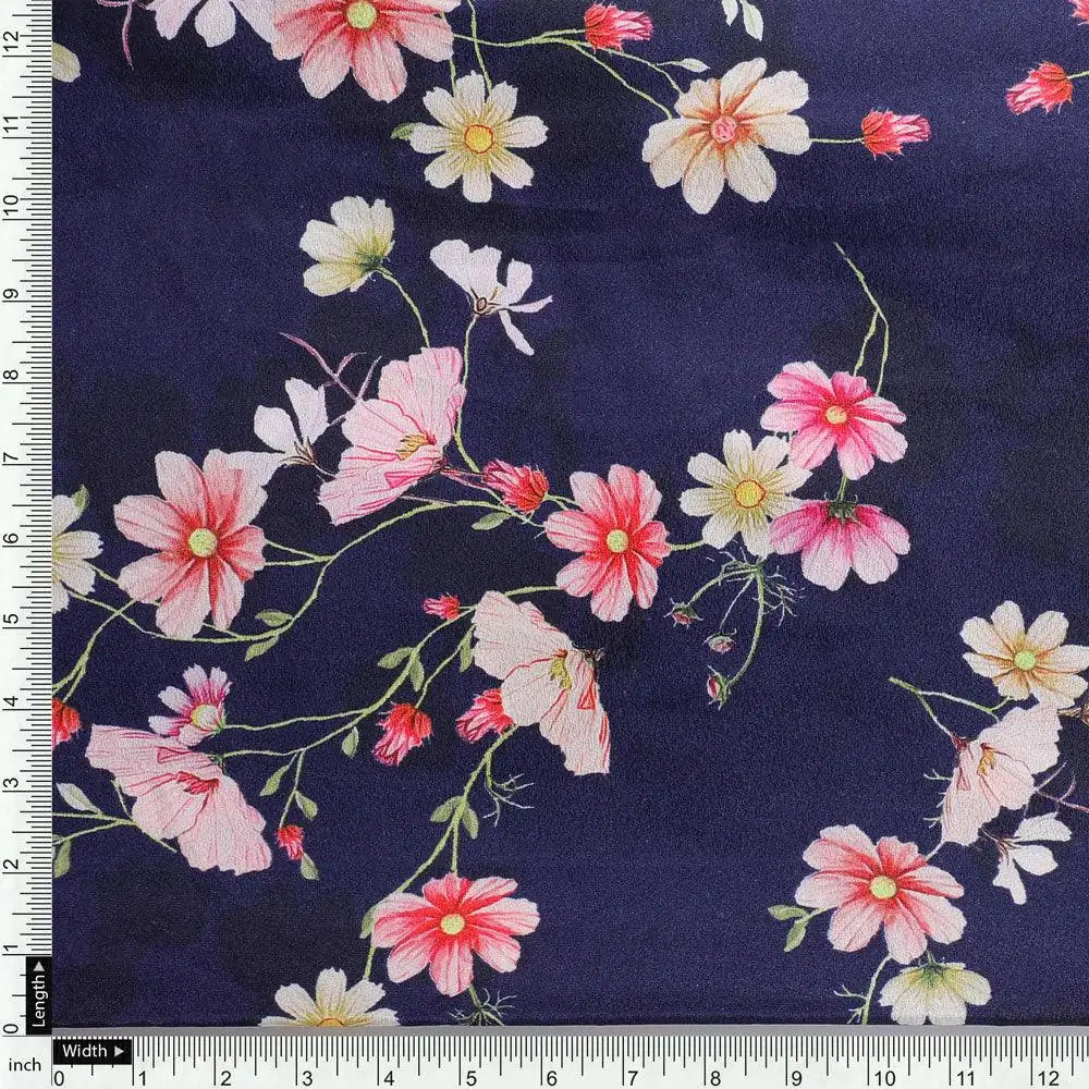 Tiny Colorfull Orchids Floral With Blue Background Digital Printed Fabric - Silk Crepe – cr 0 ta07814p1 110 tiny colorfull orchids floral with blue background digital printed fabric silk crepe 4