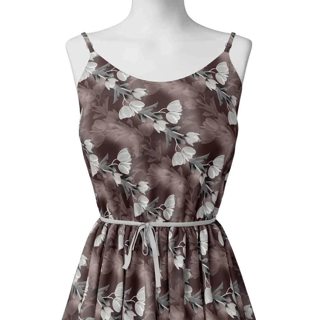 Watercolor Blooming Flower Brown Flower Digital Printed Fabric - Silk Crepe – cr 0 ta08146p3 110 watercolor blooming flower brown flower digital printed fabric silk crepe 2