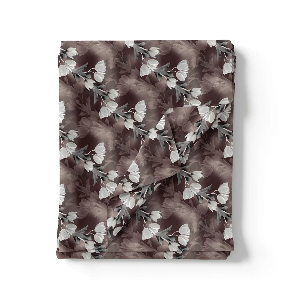 Watercolor Blooming Flower Brown Flower Digital Printed Fabric - Silk Crepe – cr 0 ta08146p3 110 watercolor blooming flower brown flower digital printed fabric silk crepe 3