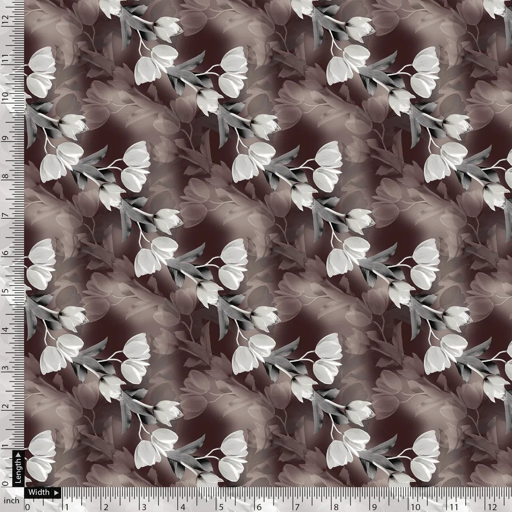 Watercolor Blooming Flower Brown Flower Digital Printed Fabric - Silk Crepe – cr 0 ta08146p3 110 watercolor blooming flower brown flower digital printed fabric silk crepe 5