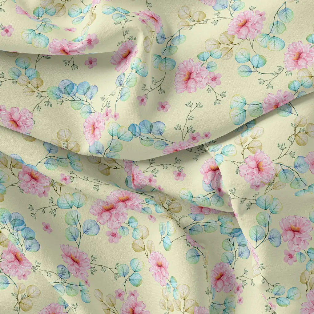 Peony Pink Flower Seamless Pattern Digital Printed Fabric - Silk Crepe – cr 0 ta08251p 110 peony pink flower seamless pattern digital printed fabric silk crepe 3