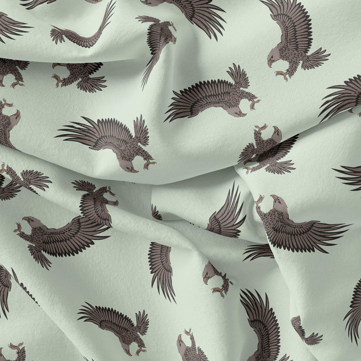 Seamless Eagle Bird Pattern Digital Printed Fabric - Silk Crepe - FAB VOGUE Studio®
