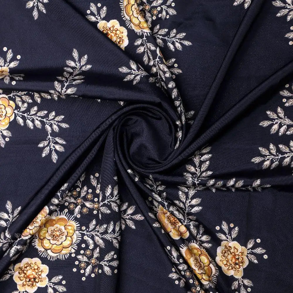 Embroidery Flower And Buds Digital Printed Fabric - Silk Crepe – cr 0 ta08266p 110 embroidery flower and buds digital printed fabric silk crepe 1