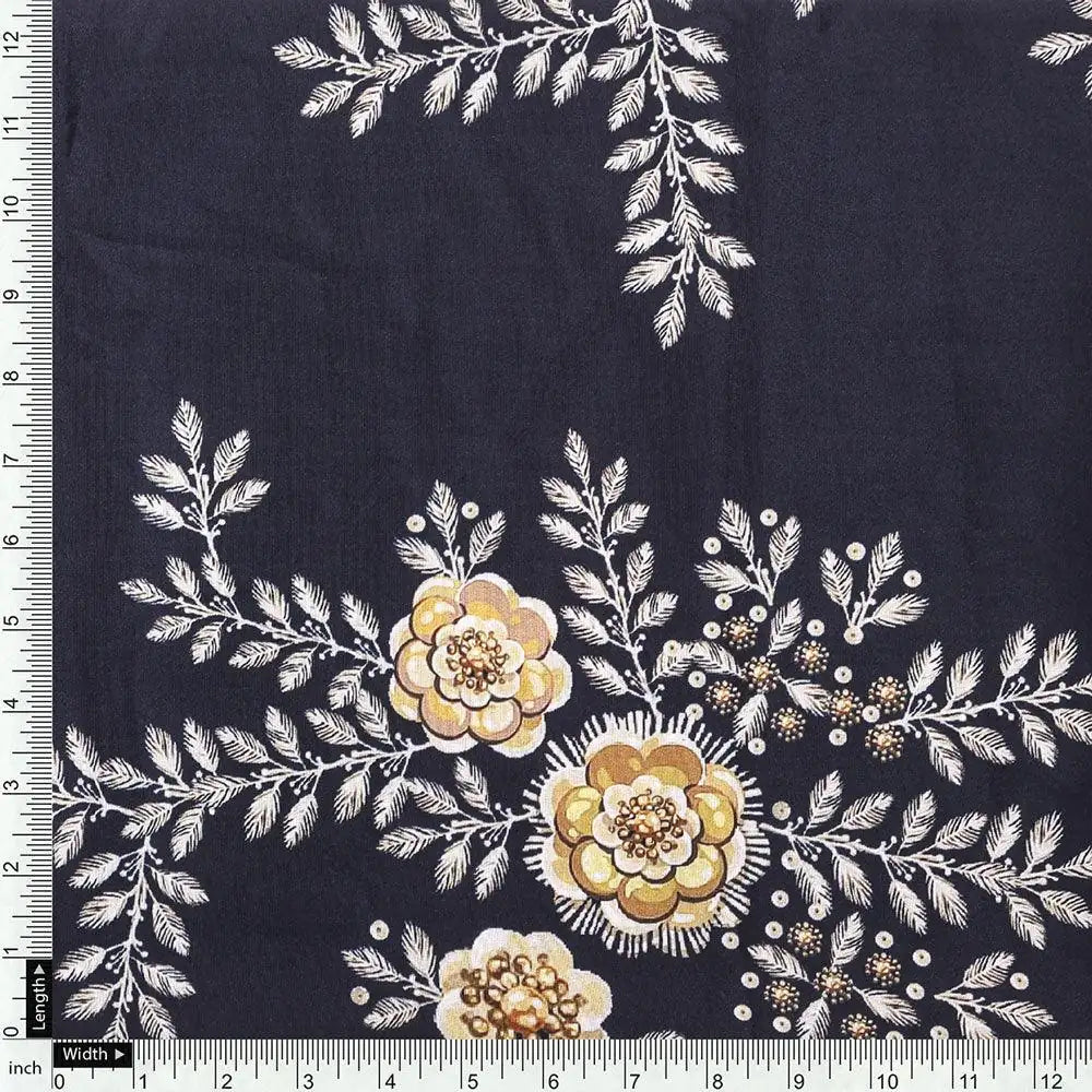 Embroidery Flower And Buds Digital Printed Fabric - Silk Crepe – cr 0 ta08266p 110 embroidery flower and buds digital printed fabric silk crepe 4