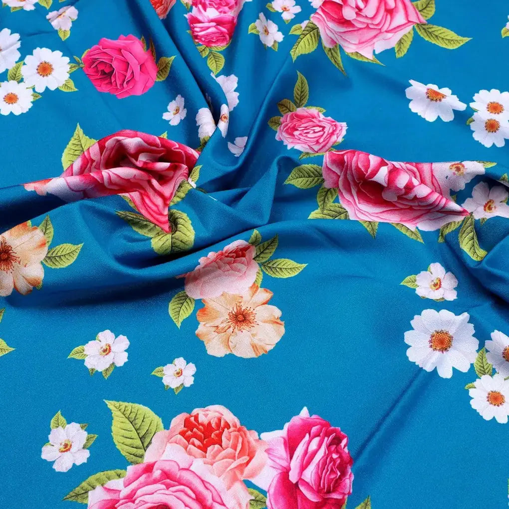 Beautiful Multicolour Anemone Roses Digital Printed Fabric - Silk Crepe – cr 0 ta08277p 110 beautiful multicolour anemone roses digital printed fabric silk crepe 3
