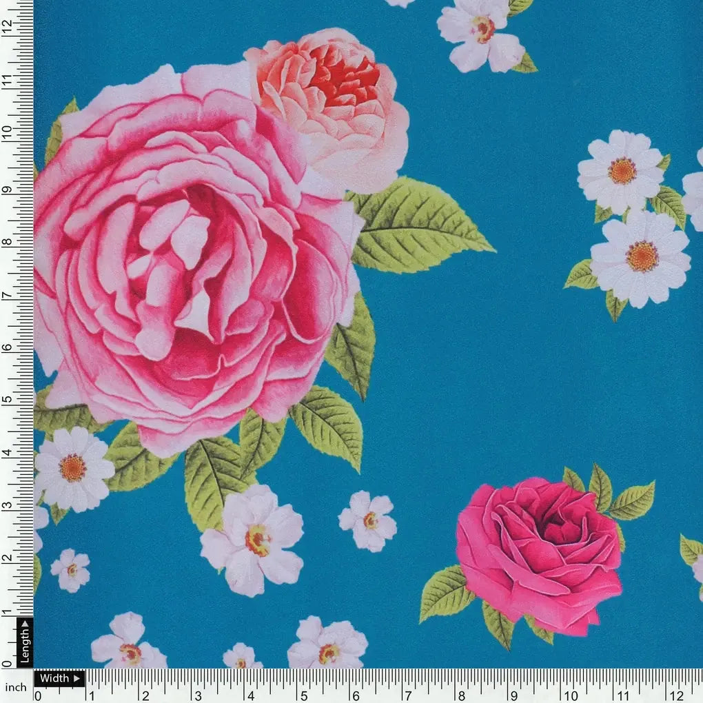 Beautiful Multicolour Anemone Roses Digital Printed Fabric - Silk Crepe – cr 0 ta08277p 110 beautiful multicolour anemone roses digital printed fabric silk crepe 4