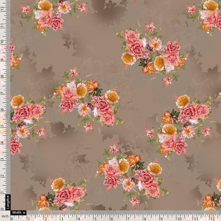 Fragrance Multitype Of Flower Digital Printed Fabric - Silk Crepe - FAB VOGUE Studio®