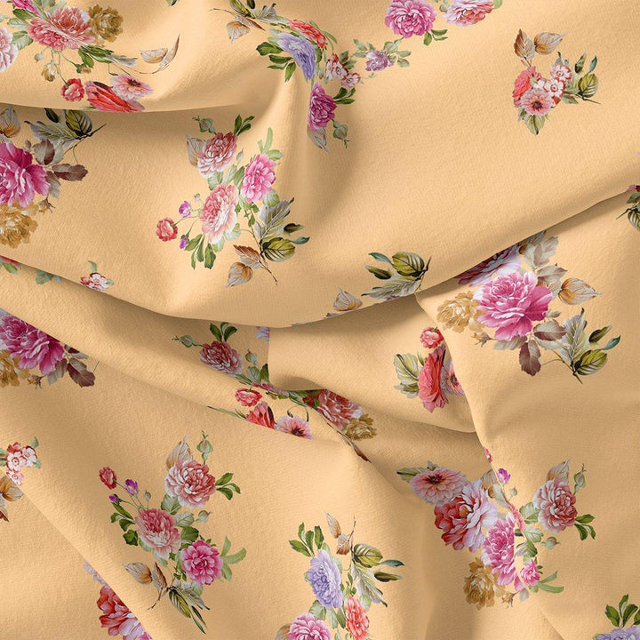 Bloom Pink Forest Flower Digital Printed Fabric - Crepe - FAB VOGUE Studio®