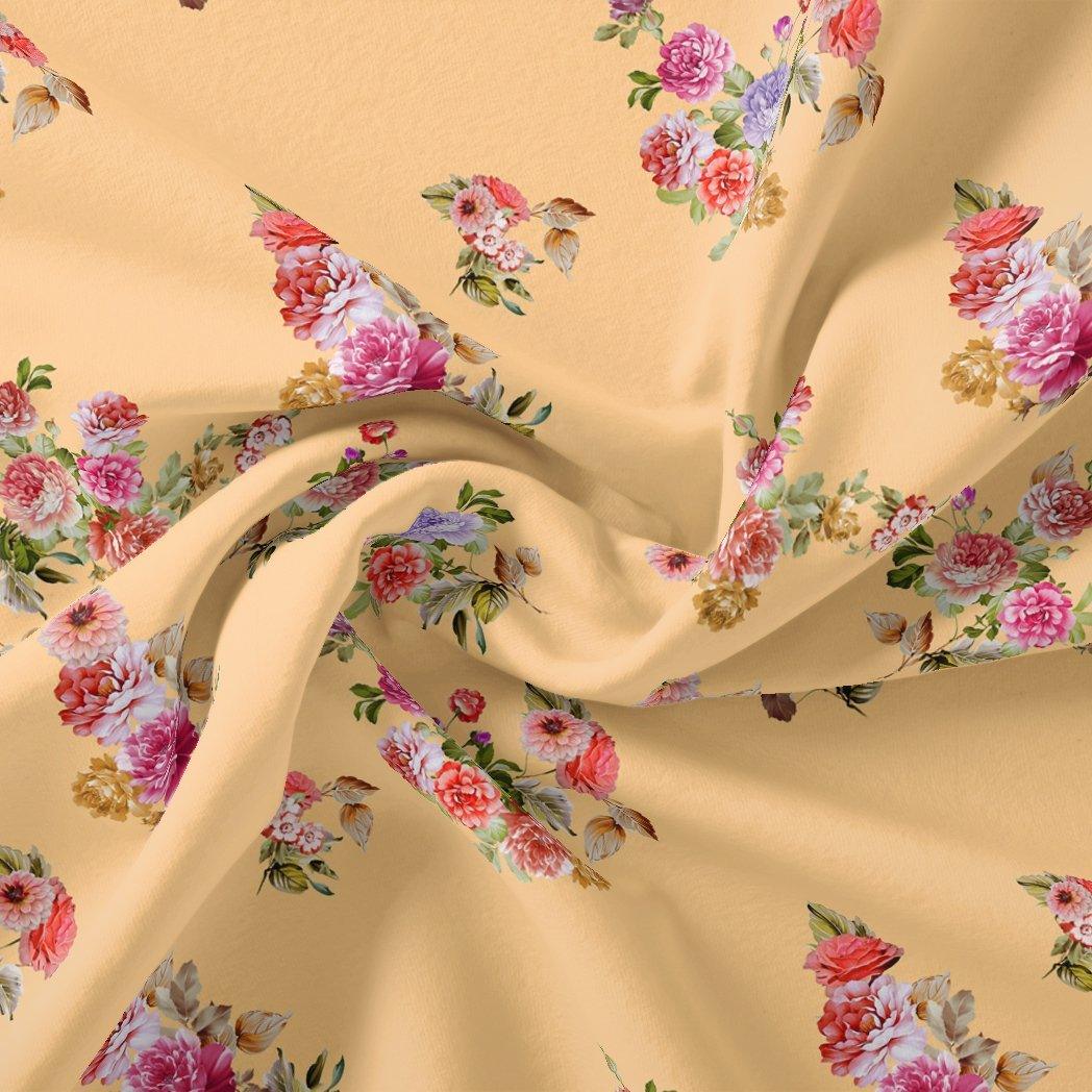 Apricot Light Watercolour Flower Digital Printed Fabric - Silk Crepe - FAB VOGUE Studio®