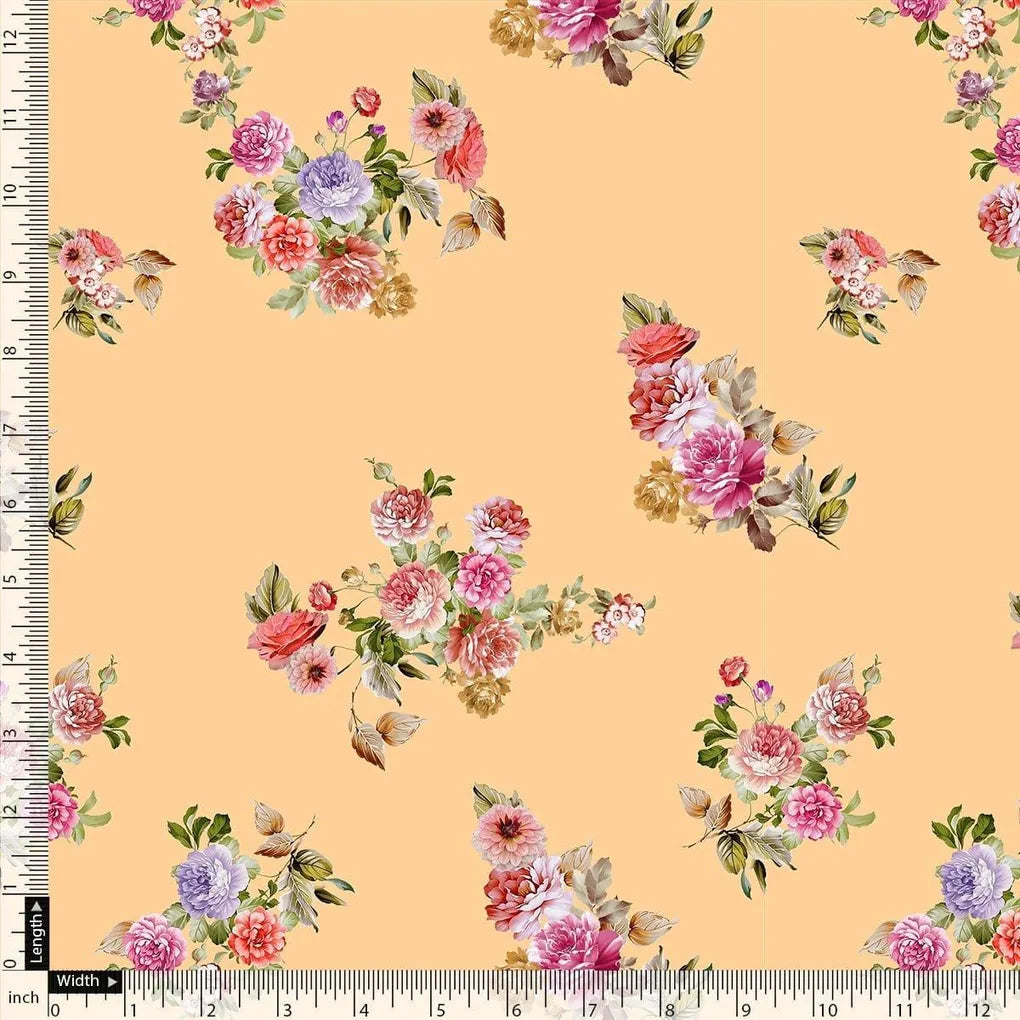 Apricot Light Watercolour Flower Digital Printed Fabric - Silk Crepe – cr 0 ta08282p 110 apricot light watercolour flower digital printed fabric silk crepe 4