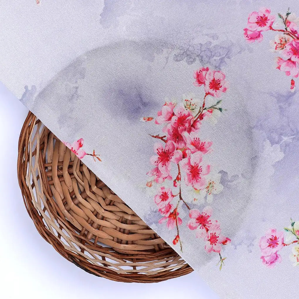 Tiny Pink Violet Floral Flower Digital Printed Fabric - Silk Crepe – cr 0 ta08283p4 110 tiny pink violet floral flower digital printed fabric silk crepe 2