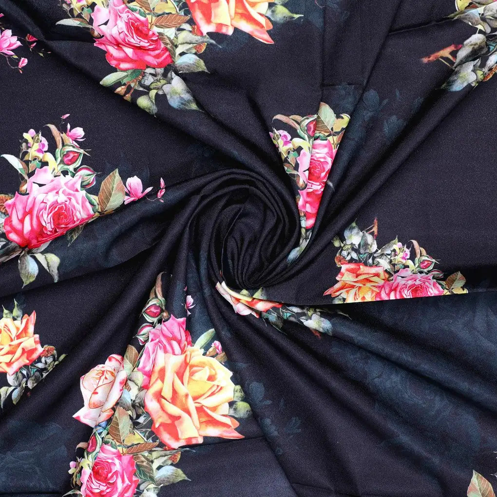 Dominant Yellow And Red Rose Digital Printed Fabric - Crepe – cr 0 ta08286p1 110 dominant yellow and red rose digital printed fabric crepe 1