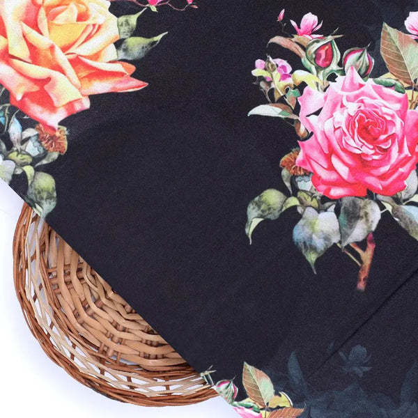 Dominant Yellow And Red Rose Digital Printed Fabric - Crepe – cr 0 ta08286p1 110 dominant yellow and red rose digital printed fabric crepe 2 - alternate view