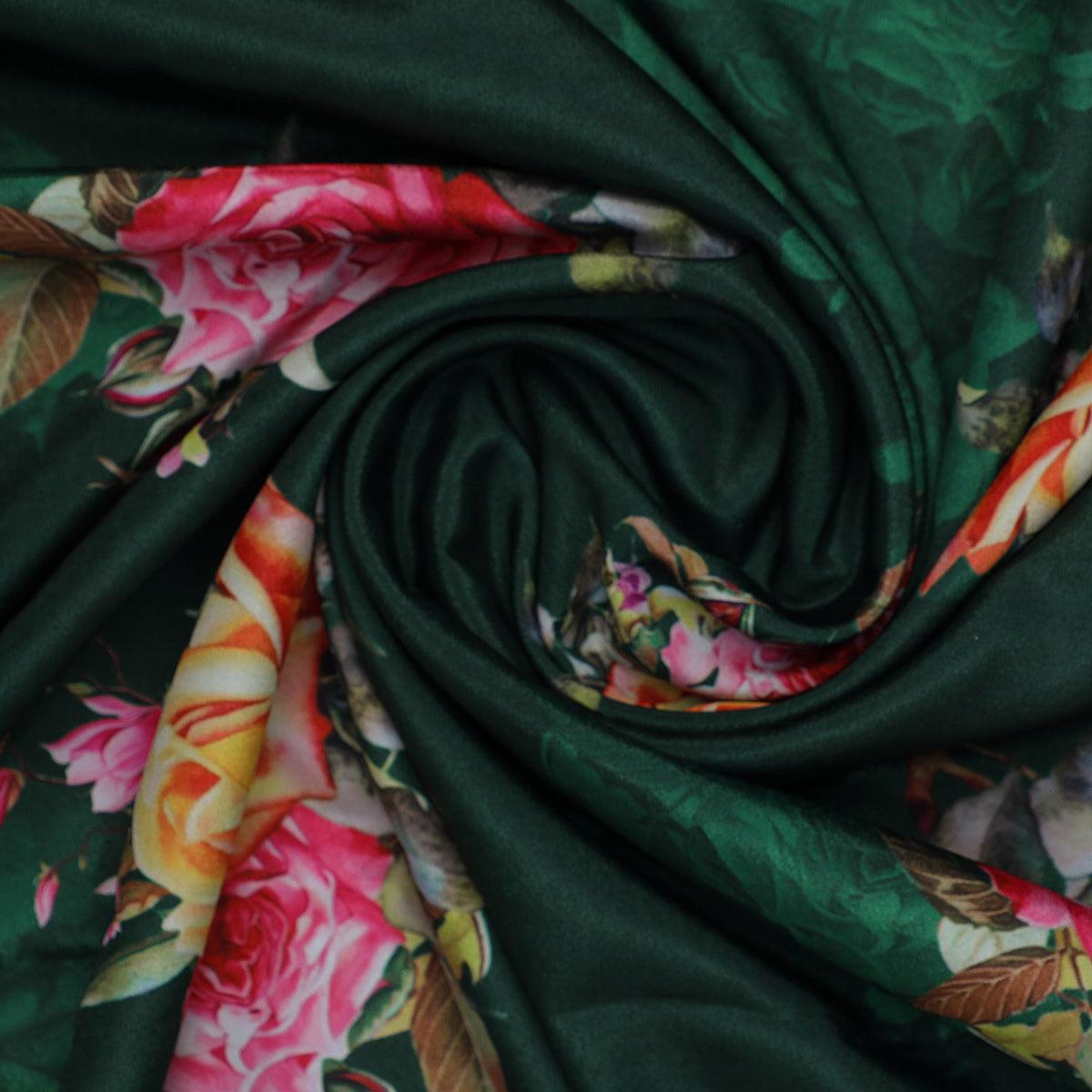 Beautiful Roses With Leaves Digital Printed Fabric - Silk Crepe – cr 0 ta08286p3 110 beautiful roses with leaves digital printed fabric silk crepe 1
