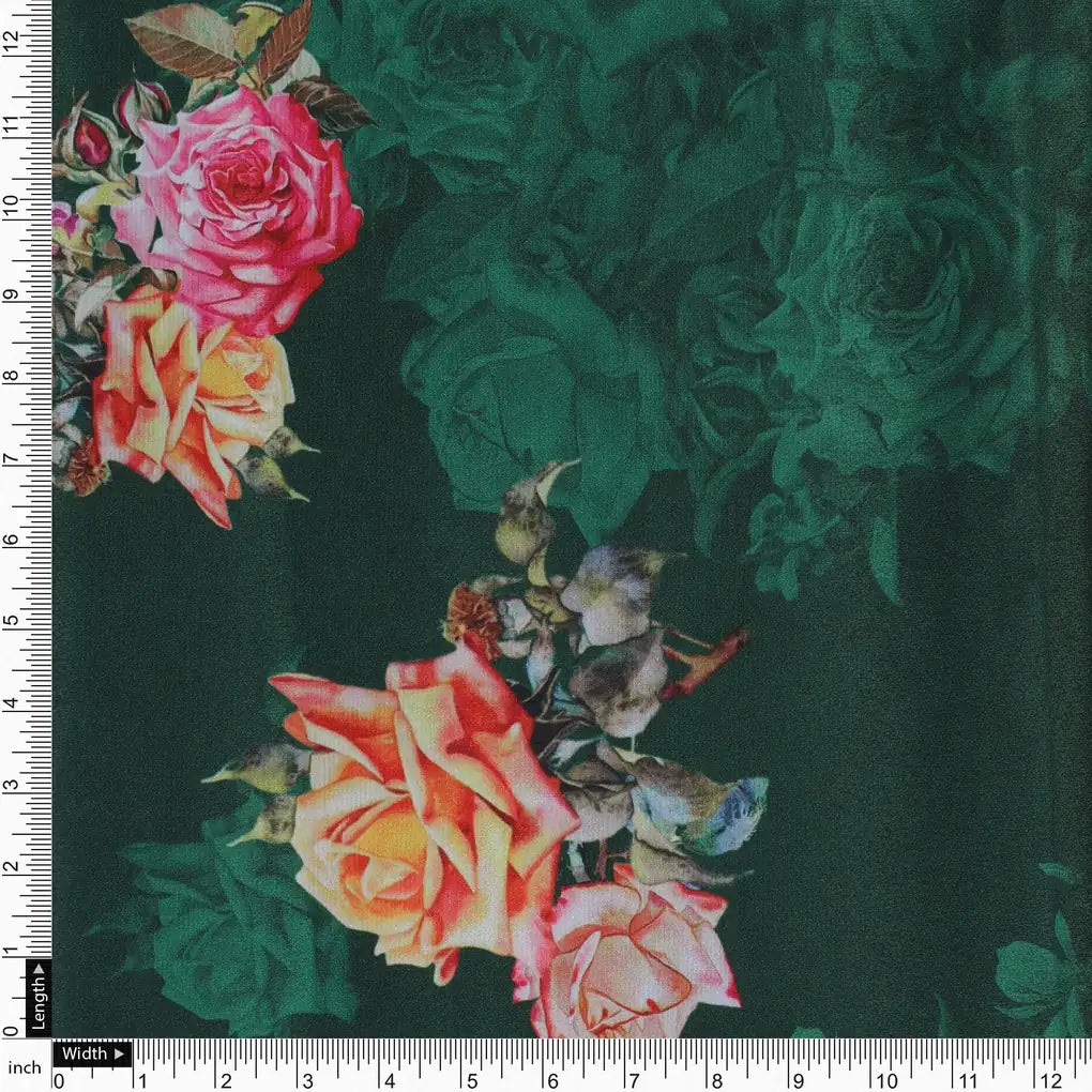 Beautiful Roses With Leaves Digital Printed Fabric - Silk Crepe – cr 0 ta08286p3 110 beautiful roses with leaves digital printed fabric silk crepe 4
