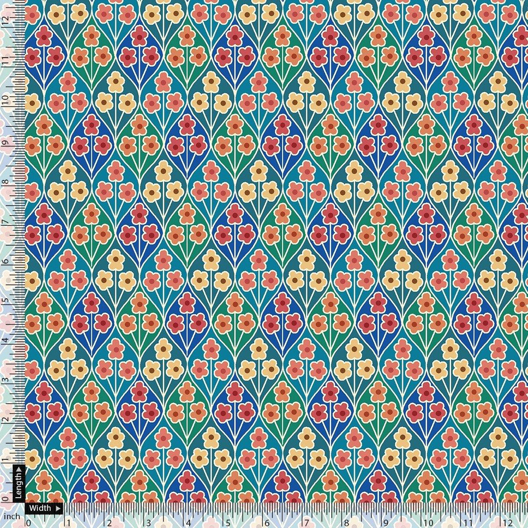 Tiny Decorative Allamanda Multicolour Digital Printed Fabric - Silk Crepe - FAB VOGUE Studio®