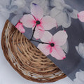 Pink Orchid Flower With Grey Background Digital Printed Fabric - Silk Crepe – cr 0 ta08291p 110 pink orchid flower with grey background digital printed fabric silk crepe 2