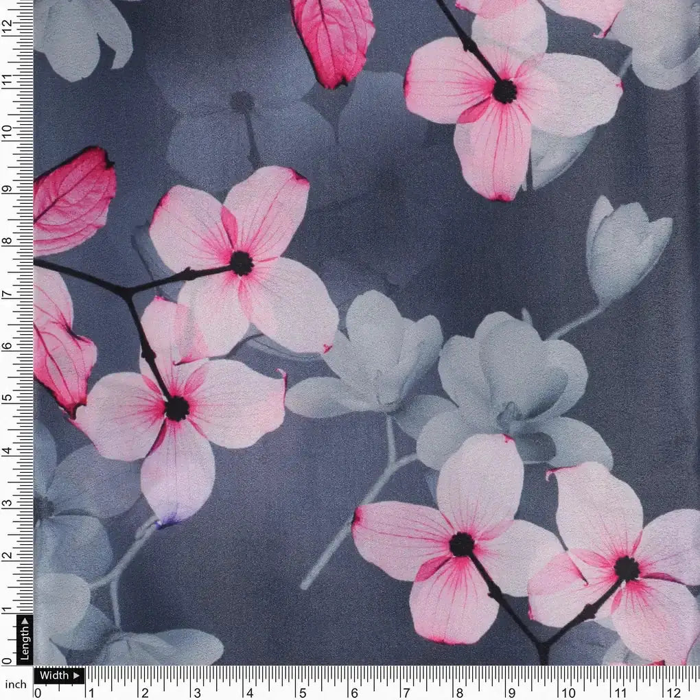 Pink Orchid Flower With Grey Background Digital Printed Fabric - Silk Crepe – cr 0 ta08291p 110 pink orchid flower with grey background digital printed fabric silk crepe 4