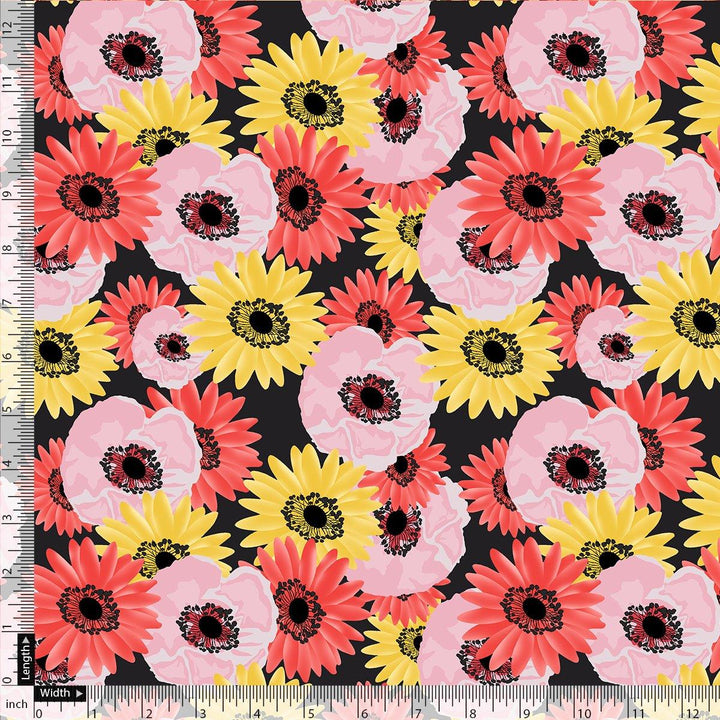 Watercolour Sunflower Digital Printed Fabric - Silk Crepe - FAB VOGUE Studio®