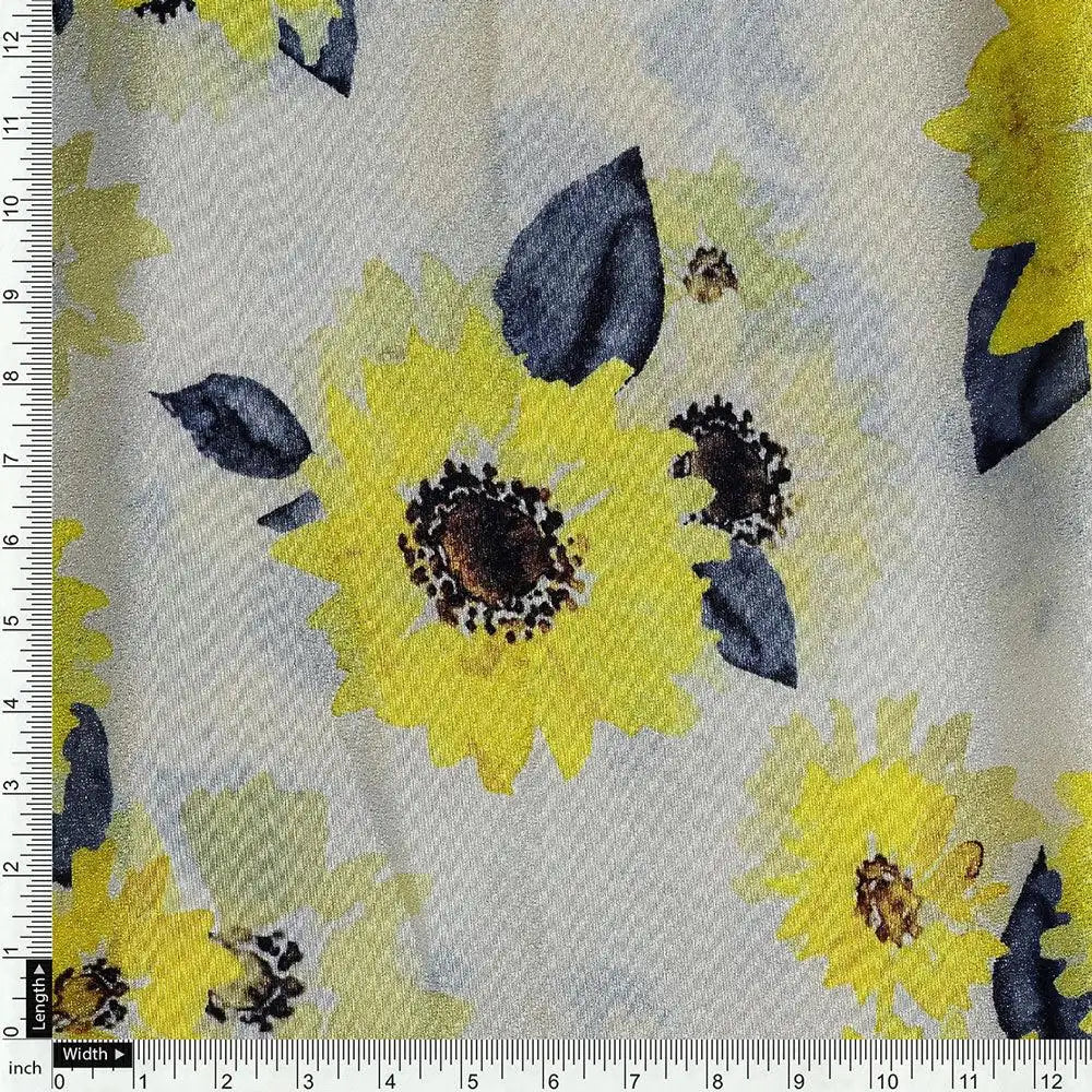 Morden Classic Yellow Sunflower Digital Printed Fabric - Silk Crepe – cr 0 ta08303p 110 morden classic yellow sunflower digital printed fabric silk crepe 4