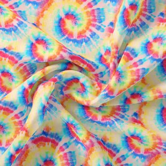Rainbow Rounded Gradient Digital Printed Fabric - Silk Crepe - FAB VOGUE Studio®