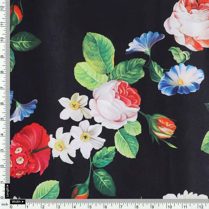 Liberty Small Floral Flower Digital Printed Fabric - Crepe - FAB VOGUE Studio®