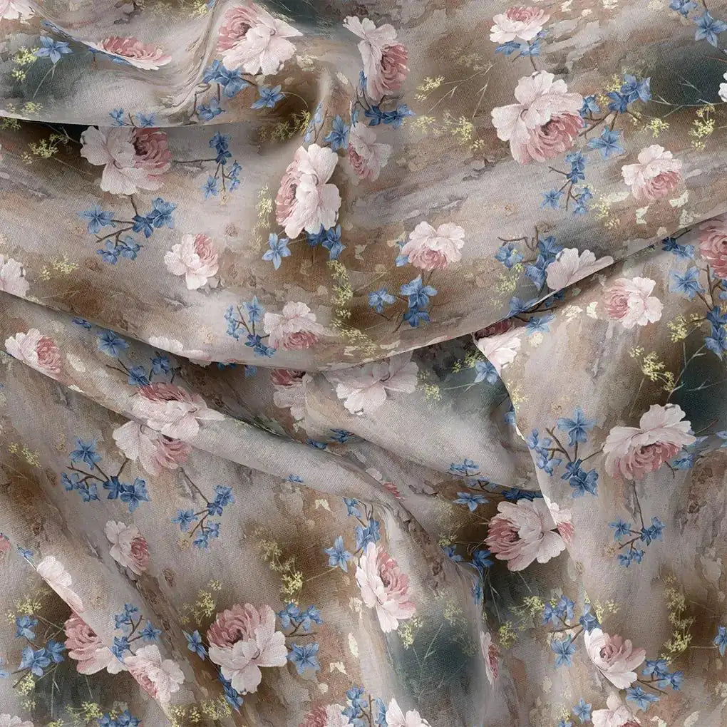 Oil Painted Cool Tiny Magnolia Digital Printed Fabric - Crepe – cr 0 ta08309 110 oil painted cool tiny magnolia digital printed fabric crepe 3