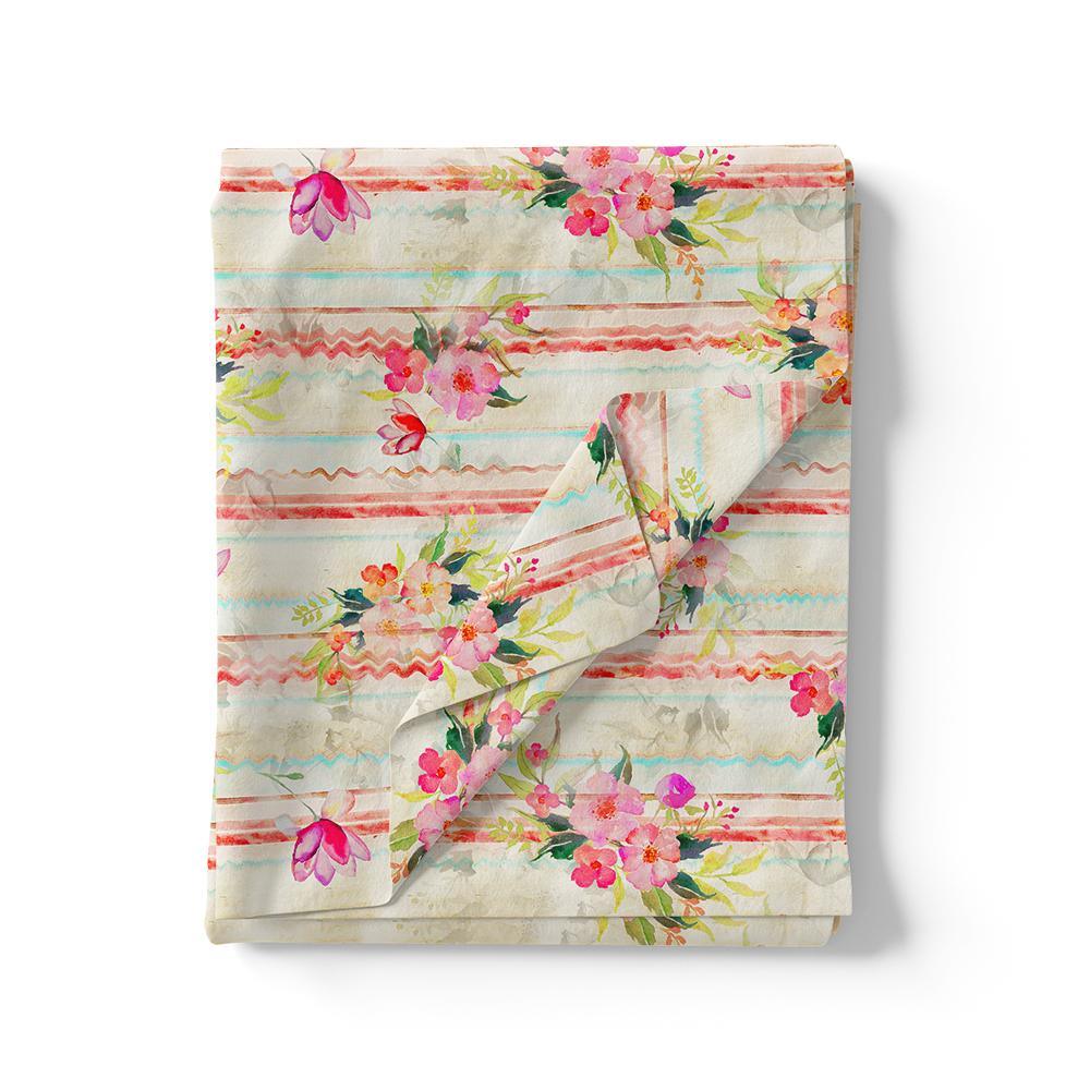 Decorative Watercolour Spring Floral Digital Printed Fabric - Silk Crepe - FAB VOGUE Studio®