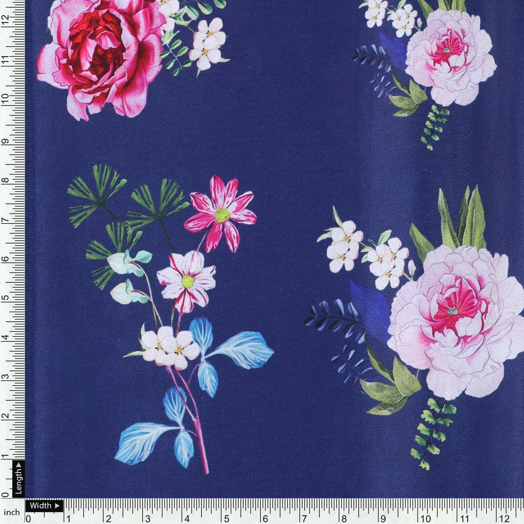 Harvest Red Pastel Wildflowers Digital Printed Fabric - Crepe - FAB VOGUE Studio®