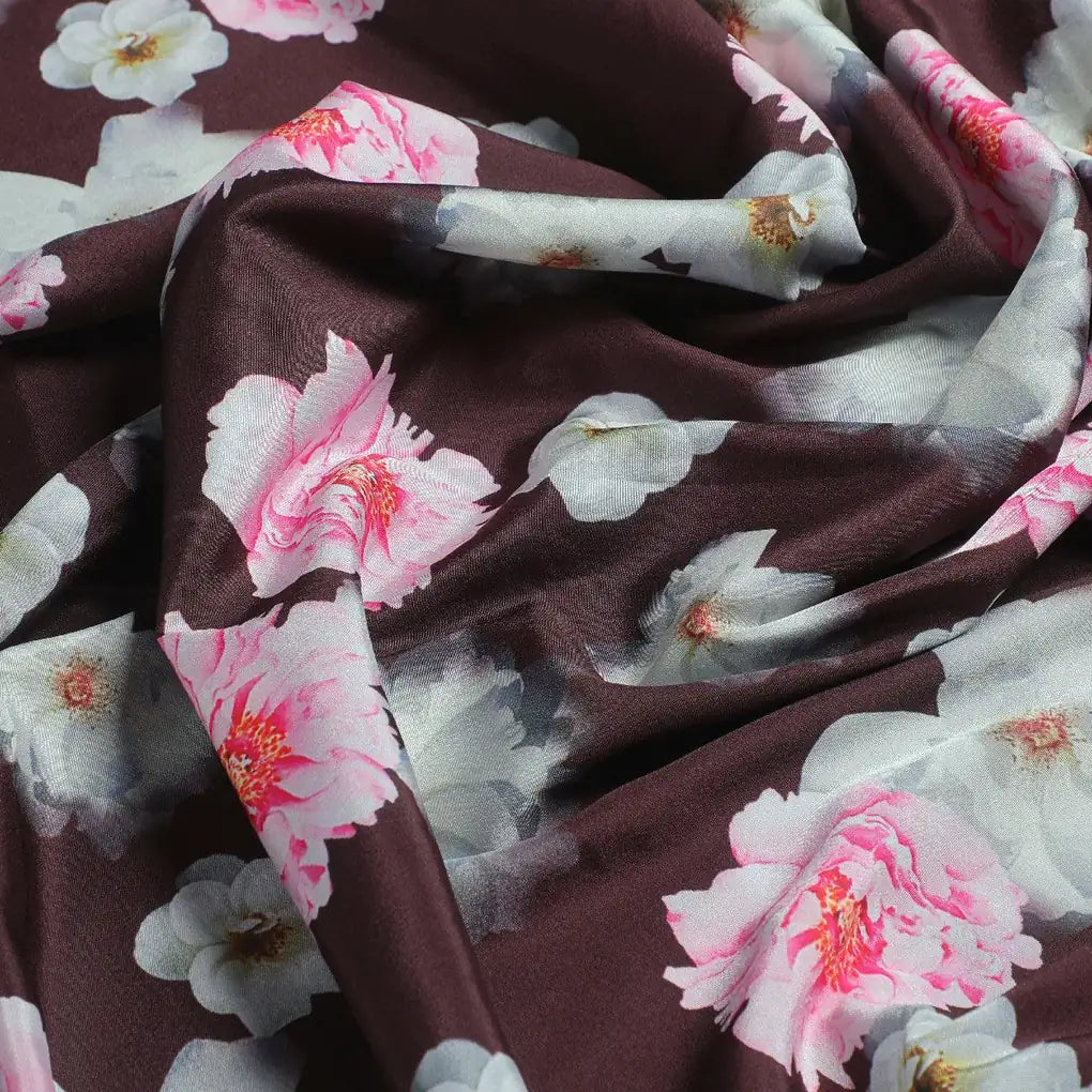 Attractive Pink Roses With Grey Digital Printed Fabric - Silk Crepe – cr 0 ta08328p2 110 attractive pink roses with grey digital printed fabric silk crepe 3