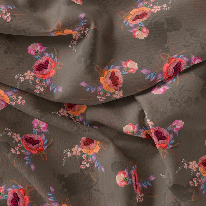 Decorative Bunch Of Colorful Tangle Digital Printed Fabric - Crepe - FAB VOGUE Studio®