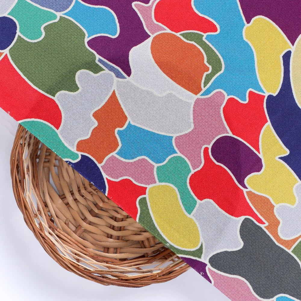 Seamless Rainbow Marble Art Digital Printed Fabric - Silk Crepe - FAB VOGUE Studio®