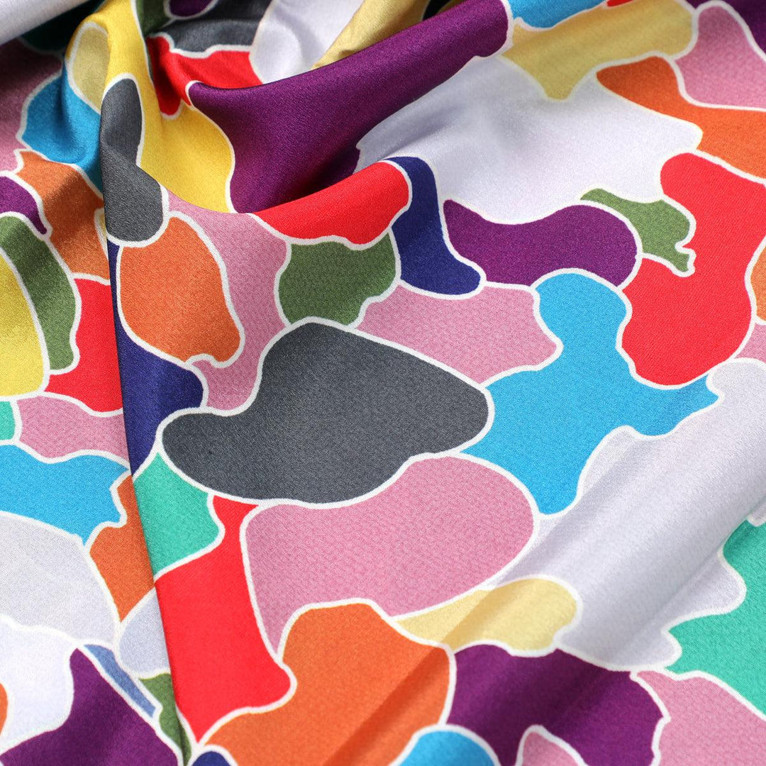 Seamless Rainbow Marble Art Digital Printed Fabric - Silk Crepe - FAB VOGUE Studio®