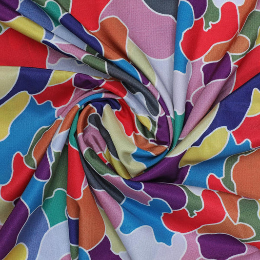 Colourful Marble Abstract Art Digital Printed Fabric - Silk Crepe - FAB VOGUE Studio®