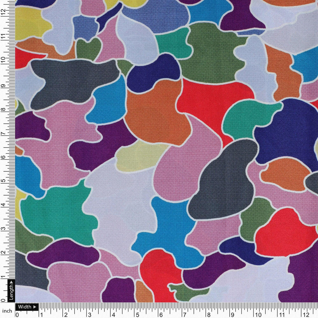 Colourful Marble Abstract Art Digital Printed Fabric - Silk Crepe - FAB VOGUE Studio®