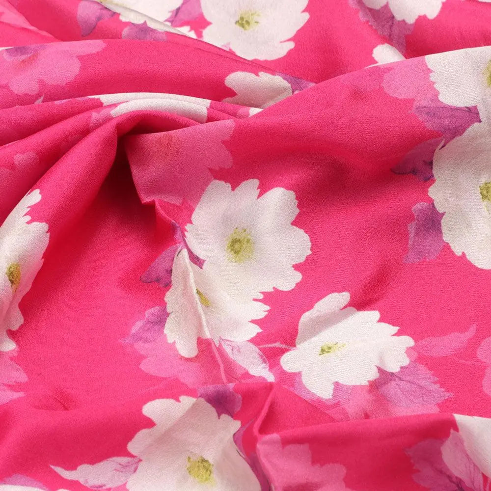 Attractive White Daffodil Flower Digital Printed Fabric - Silk Crepe – cr 0 ta08334p2 110 attractive white daffodil flower digital printed fabric silk crepe 3