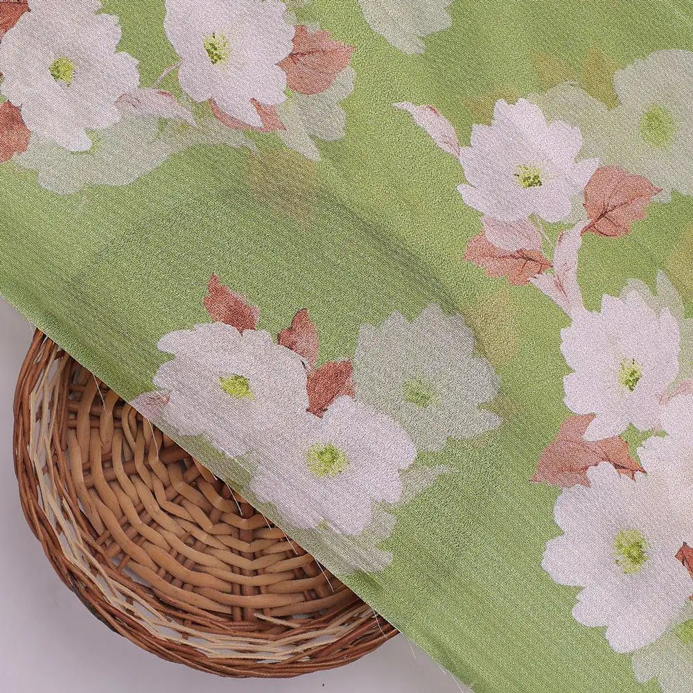 Lovely White Rose Digital Printed Fabric - Crepe – cr 0 ta08334p4 110 lovely white rose digital printed fabric crepe 2