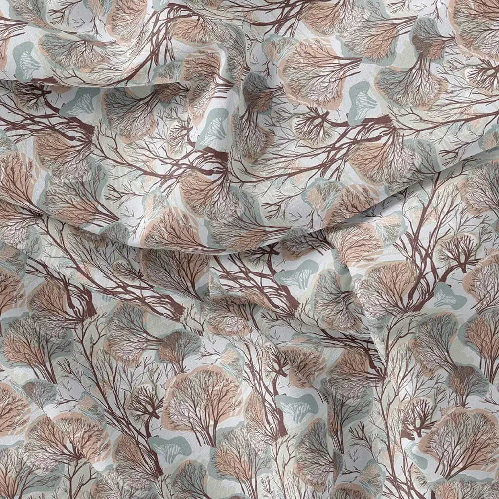 Suzani Summer Brown Tree Digital Printed Fabric - Crepe – cr 0 ta08341 110 suzani summer brown tree digital printed fabric crepe 4