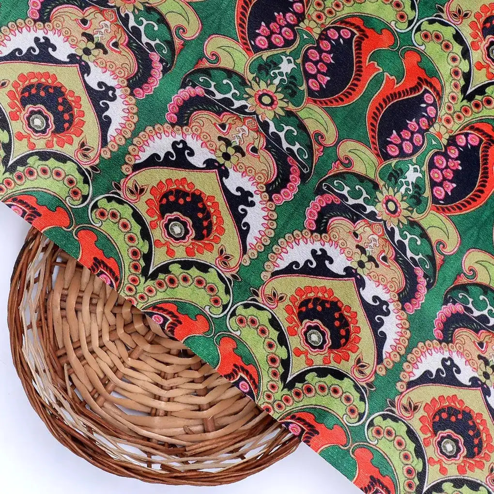 Green Aboriginal Damask Digital Printed Fabric – cr 0 ta0837 110 green aboriginal damask digital printed fabric 2