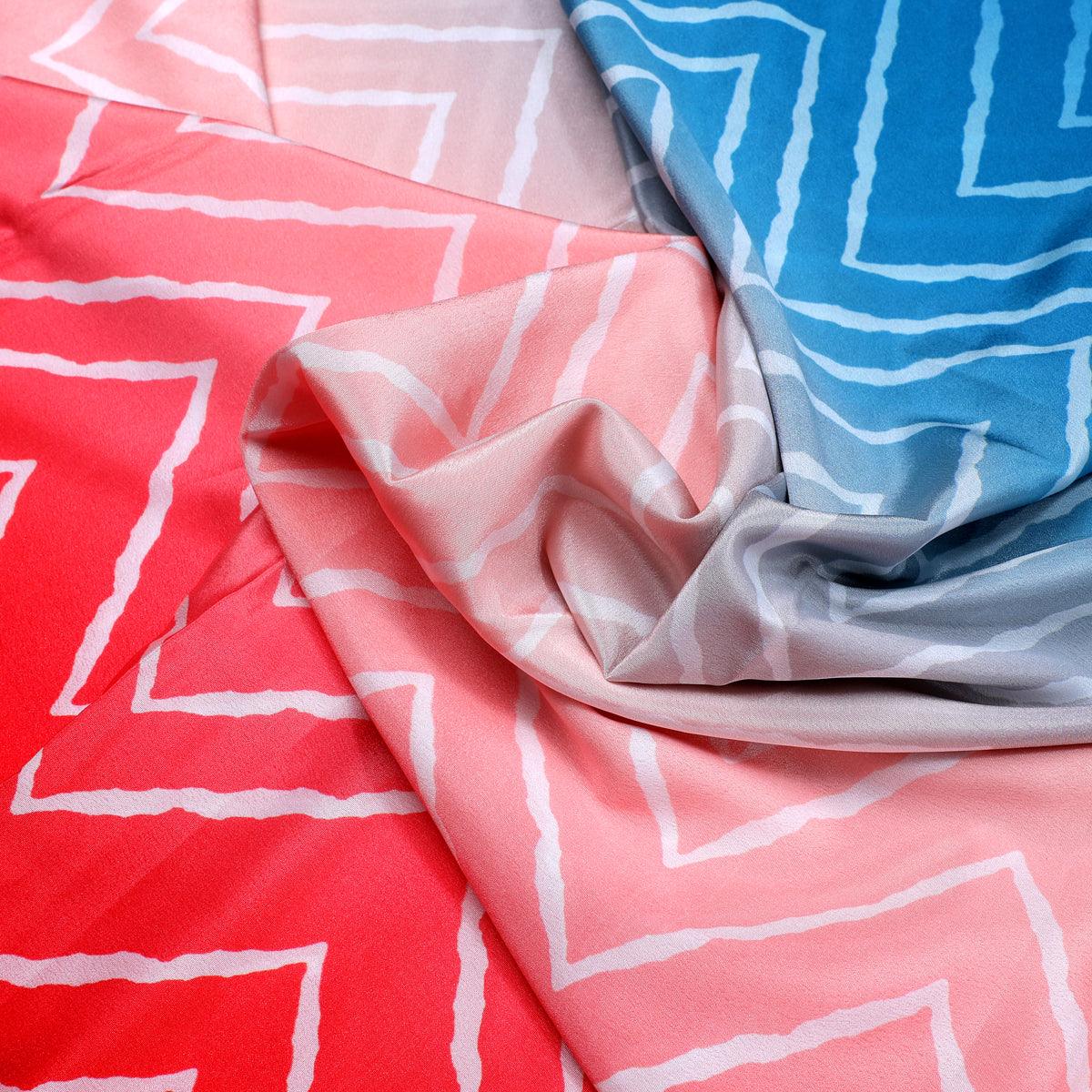 Morden Colours Of Zigzag Digital Printed Fabric - Crepe - FAB VOGUE Studio®