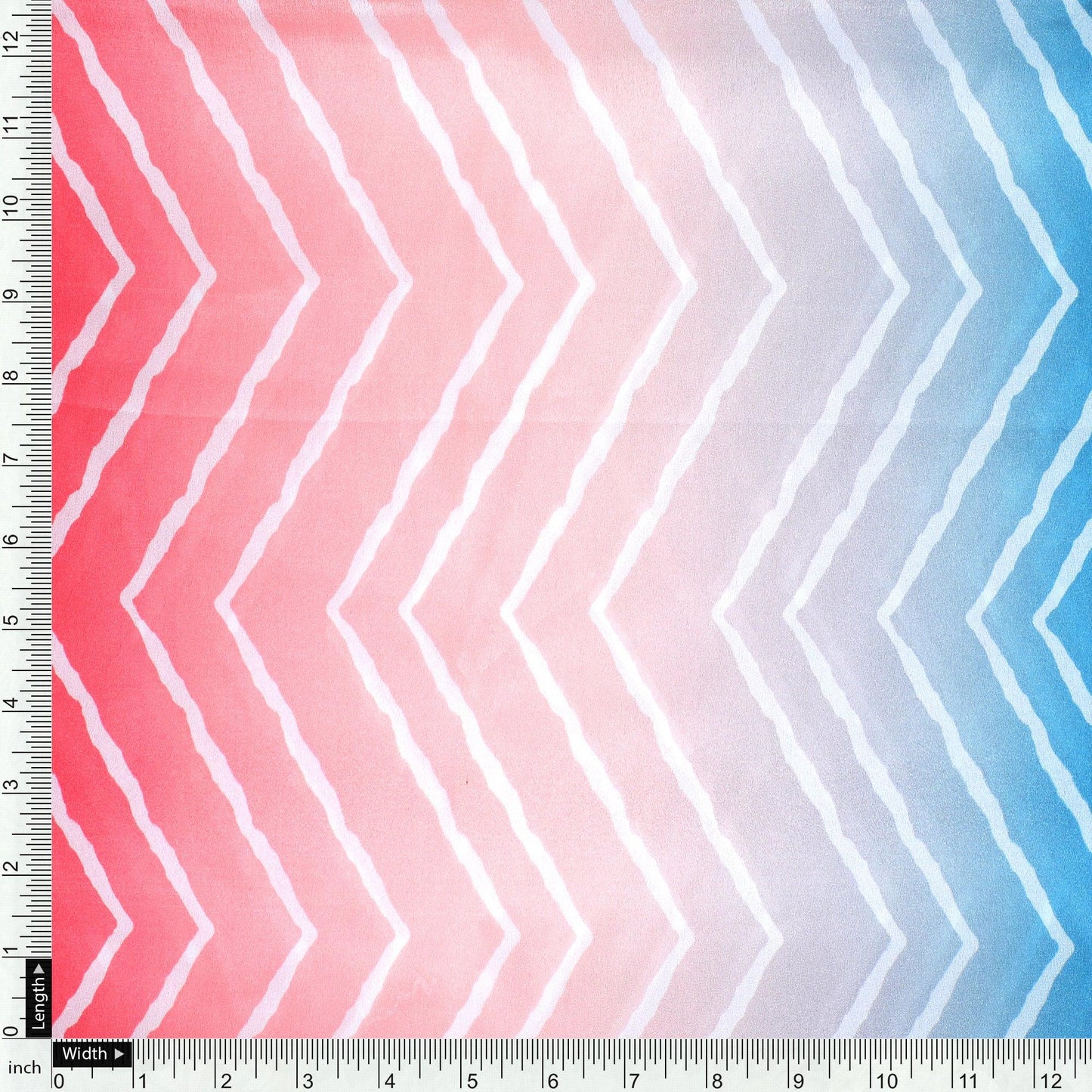 Morden Colours Of Zigzag Digital Printed Fabric - Crepe - FAB VOGUE Studio®