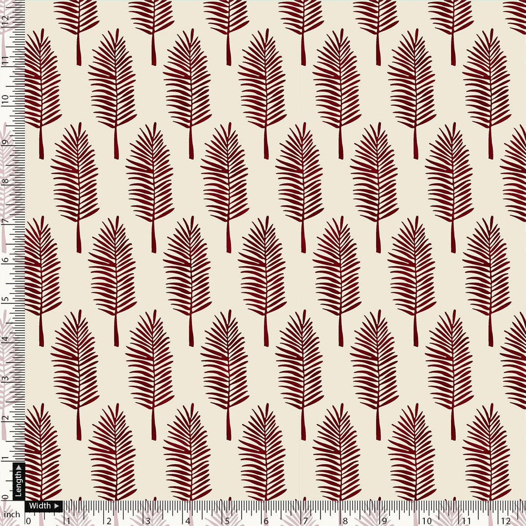 Red Pedate Leafs Digital Printed Fabric - Crepe - FAB VOGUE Studio®