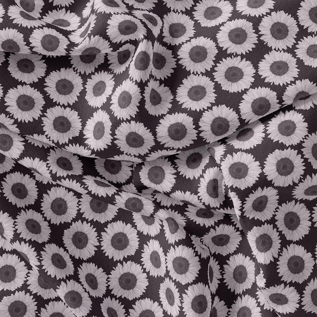 Vintage Old Sunflower Digital Printed Fabric - Crepe - FAB VOGUE Studio®