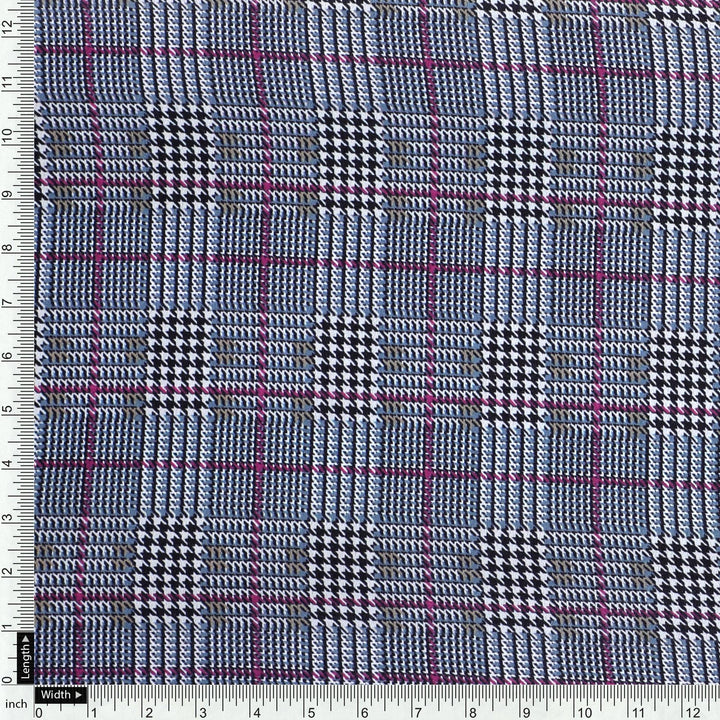 Tiny Strips Glen Checks Digital Printed Fabric - Crepe - FAB VOGUE Studio®