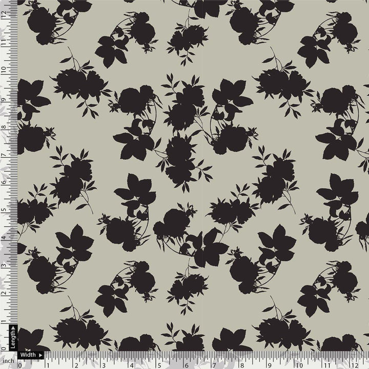 Black Floral Flower Digital Printed Fabric - Crepe - FAB VOGUE Studio®