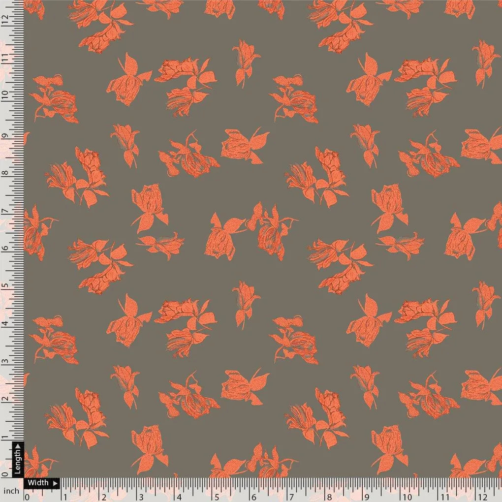 Tulips Roses With Orange Colour Digital Printed Fabric - Crepe – cr 0 ta08519 110 tulips roses with orange colour digital printed fabric crepe 4