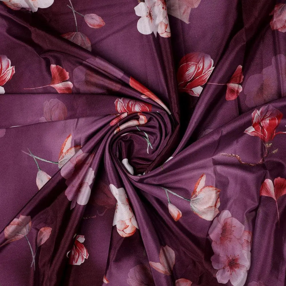 Shiny Red Tulip With Cherry Blossom Flower Digital Printed Fabric - Silk Crepe – cr 0 ta08648p16 110 shiny red tulip with cherry blossom flower digital printed fabric silk crepe 1