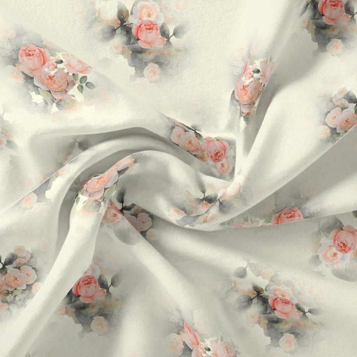 Beautiful Summer Peony Bunch Digital Printed Fabric - Crepe - FAB VOGUE Studio®