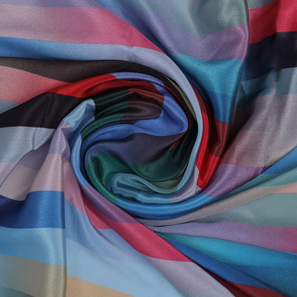Rainbow Blurry Serpentine Strips Digital Printed Fabric - Crepe - FAB VOGUE Studio®
